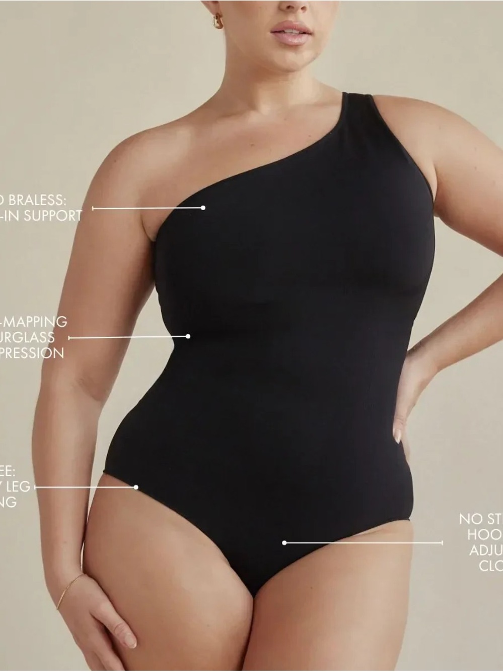 One-Shoulder Black Women’s Shapewear